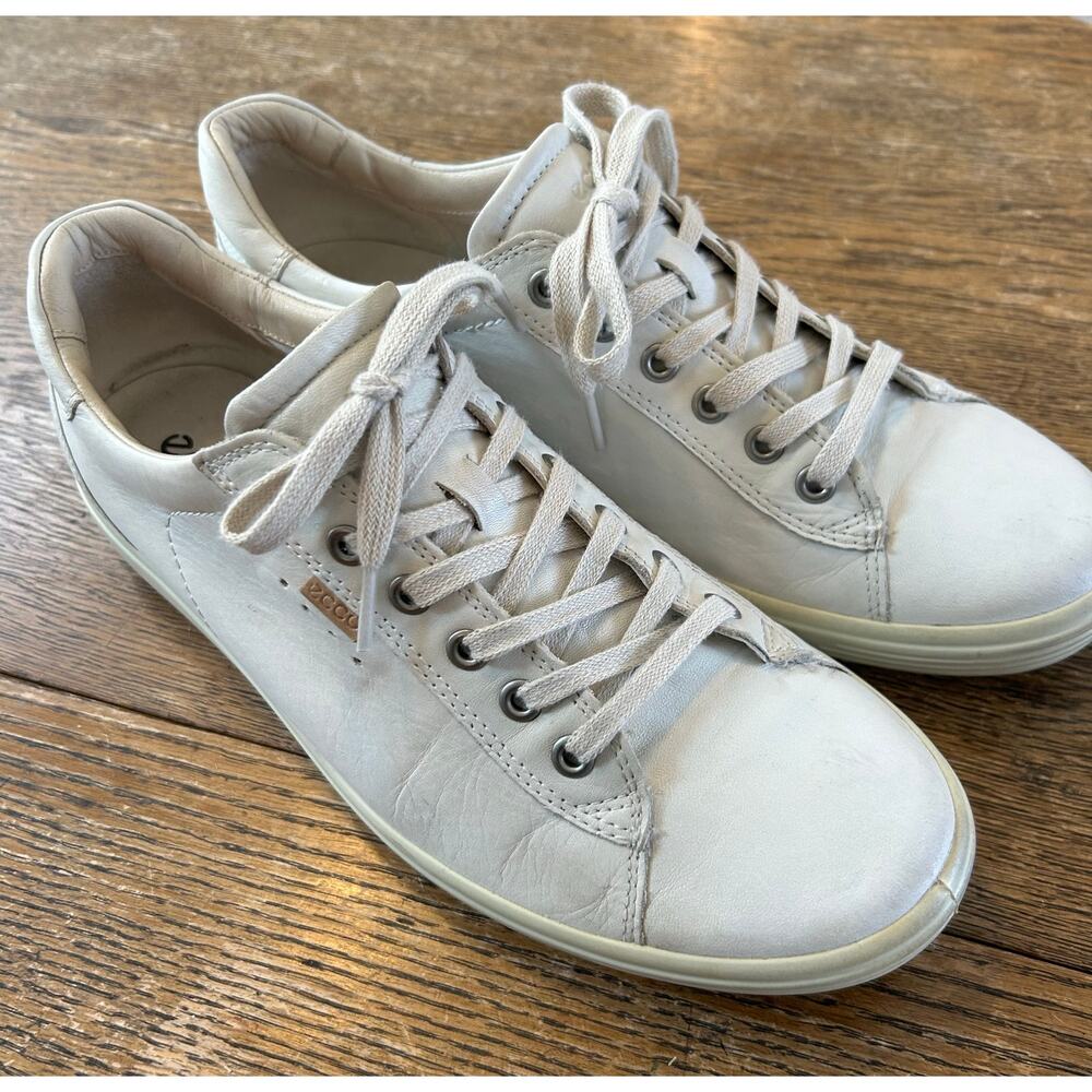 Ecco Soft 7 Leather Lace up Sneaker Women’s Sz 11 Men’s Sz 9.5 White Off White